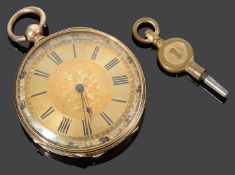 A late Victorian Swiss 14K gold ladies open faced pocket watch