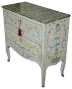 A late 18th century style Northern Italian polychrome painted commode