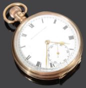 A 9ct gold open faced pocket watch