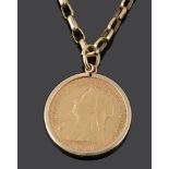 A Victorian 1984 sovereign pendant on chain