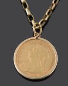 A Victorian 1984 sovereign pendant on chain