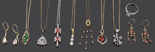 A collection of contemporary gem and diamond set jewellery (Qty)