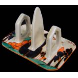 A Clarice Cliff Fantasque orange Trees and House pattern toast rack