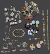 A collection of Georgian paste and later clasps and other jewellery (Qty)