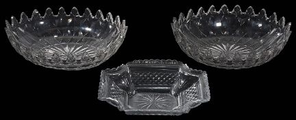 A pair George III cut glass oval dishes (3)