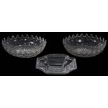 A pair George III cut glass oval dishes (3)