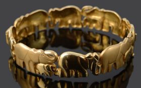 An amusing Continental elephant line bangle