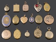 A collection of Georgian, Victorian and later lockets (Qty)