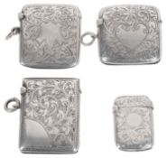 Four late Victorian and Edwardian silver vesta cases (4)
