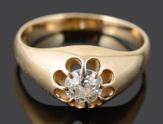 A Victorian style single stone diamond set ring