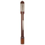 A 19th century Austrian mahogany and satinwood strung stick barometer