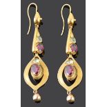 A pair of attractive Victorian garnet drop earrings