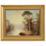 James Salt (British,1850-1903) 'Italian river landscape' oil on canvas
