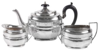 A George V silver three piece bachelors tea service (3)