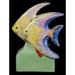 A Clarice Cliff Bizarre novelty flower holder in the form of two angel fish