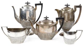 A late Victorian matched five piece silver tea service (5)