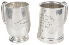 Two contemporary silver prize tankards (2)