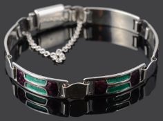 An Arts & Crafts silver and enamel bracelet by James Fenton