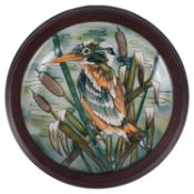 A modern Moorcroft Pottery Collectors Club 'Kingfisher' plate designed by Trevor Critchlow