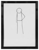 Stik (British, b.1979) Standing figure, black felt tip on paper