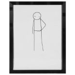 Stik (British, b.1979) Standing figure, black felt tip on paper