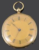 A Late Victorian ladies Swiss 18K gold open faced pocket watch
