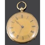 A Late Victorian ladies Swiss 18K gold open faced pocket watch