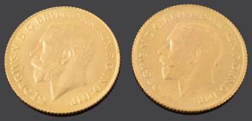 Two George V 1915 half sovereigns (2)