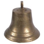A large brass ships bells 'Bianca 1969'
