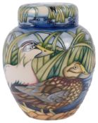 A modern Moorcroft Pottery Collectors Club 'Eider ducks' ginger jar and cover