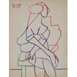 Max Pinchinat (Haitian, 1925-1985) Study of a seated woman, ink
