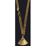 A contemporary 9ct gold flat curb link neck chain