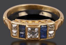 An attractive Edwardian sapphire and diamond set ring