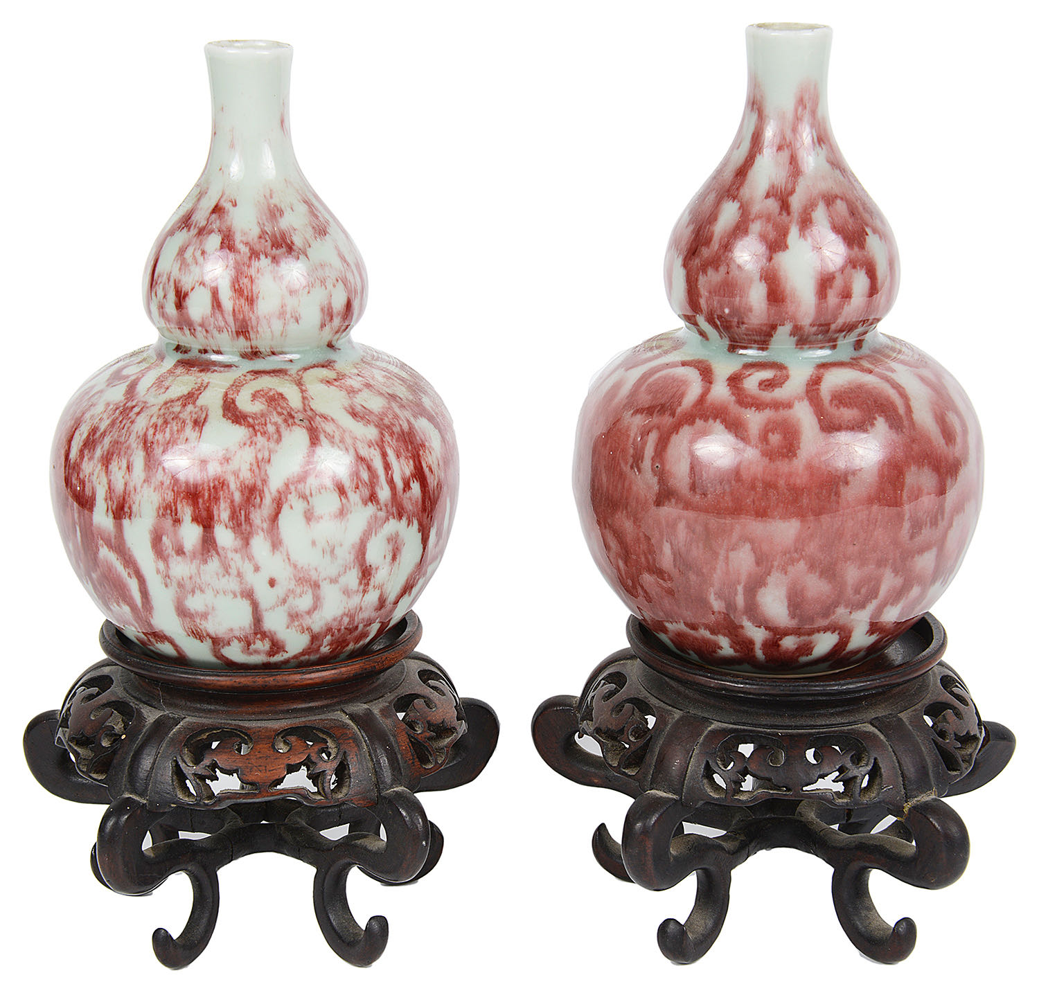 A pair of Chinese porcelain double gourd shaped vases (2)