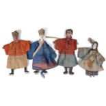 A set of four 19th Century Chinese lacquered theatre puppet dolls (4)