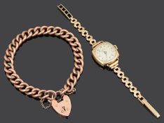 A 9ct rose gold curb link bracelet (2)