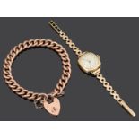 A 9ct rose gold curb link bracelet (2)