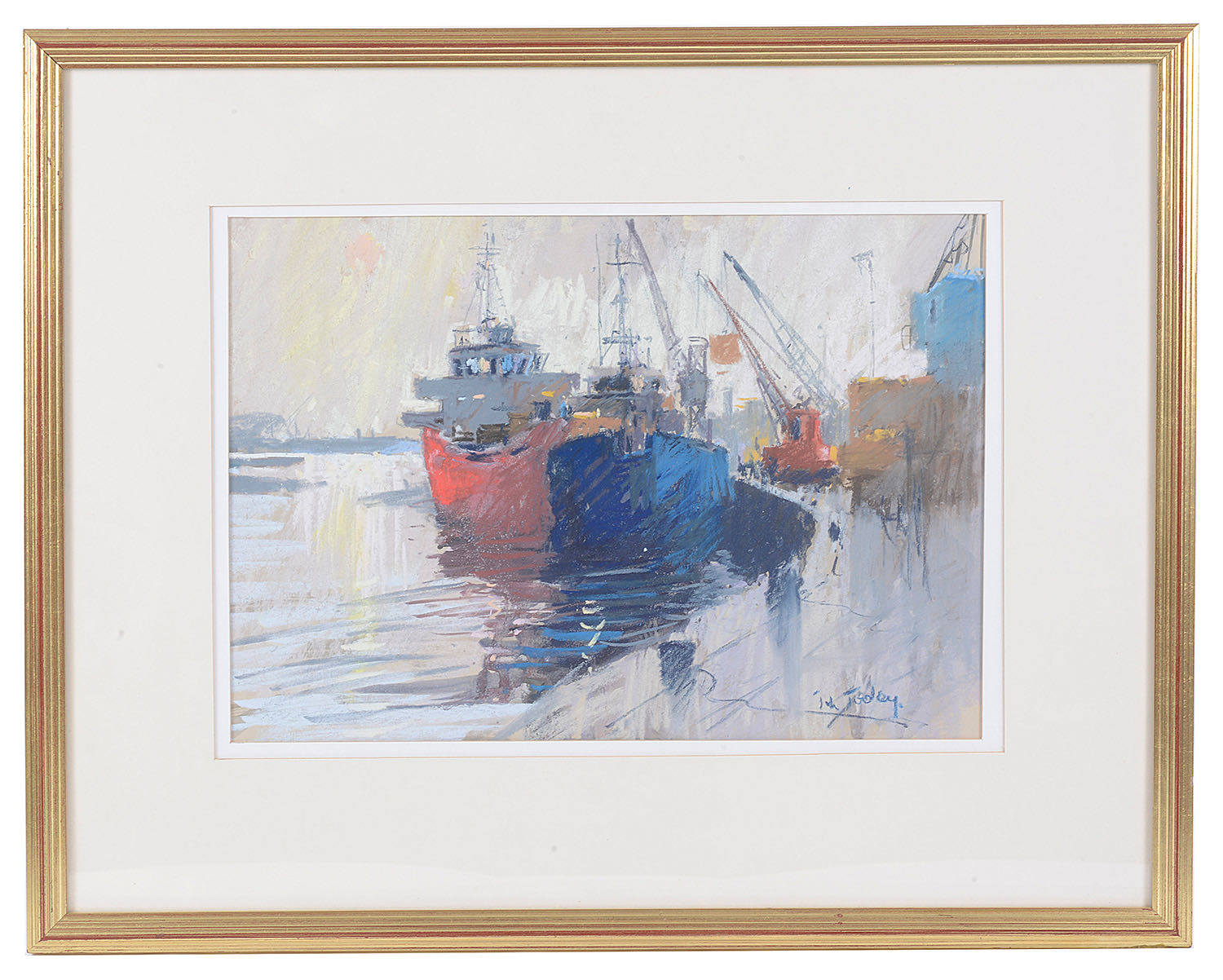 John Tookey (British, b.1947) 'Winter Afternoon, Mistley Quay', pastel