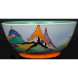 A Clarice Cliff Bizarre Caprice pattern circular bowl