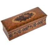 A Victorian Tunbridgeware burr walnut glove box