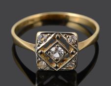 A delicate Continental Art Deco diamond set panel ring