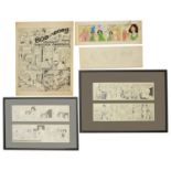 A collection of cartoon strips by various artists, pen and ink (10)