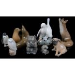 Eight Royal Copenhagen animal figures (8)