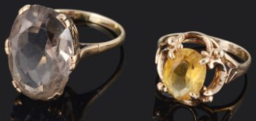 Two gold mounted gem set dress rings