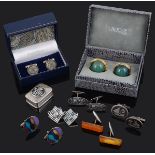 A small collection of cufflinks including Lalique and Liberty