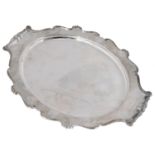 An early 20th century Italian .800 silver oval twin handled tray