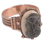 A mid 19th Century Grand Tour Etruscan style cameo ring