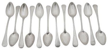 A set of twelve late 19th / early 20th century Italian .800 silver tablespoons