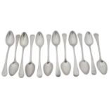 A set of twelve late 19th / early 20th century Italian .800 silver tablespoons