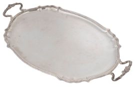 An early 20th century Italian .800 silver twin handled tray